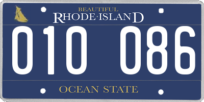RI license plate 010086