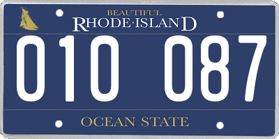 RI license plate 010087