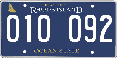 RI license plate 010092