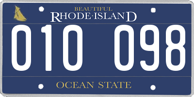RI license plate 010098