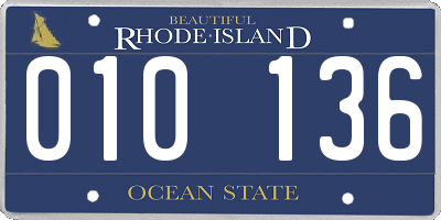 RI license plate 010136