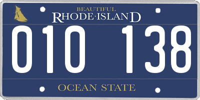 RI license plate 010138