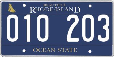 RI license plate 010203