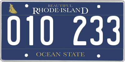 RI license plate 010233