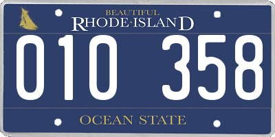 RI license plate 010358