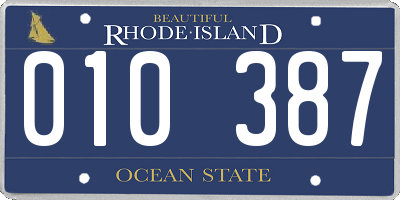 RI license plate 010387