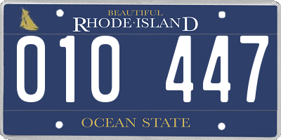 RI license plate 010447