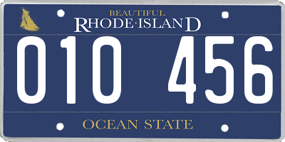 RI license plate 010456