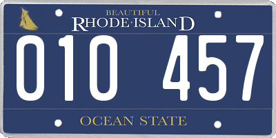 RI license plate 010457