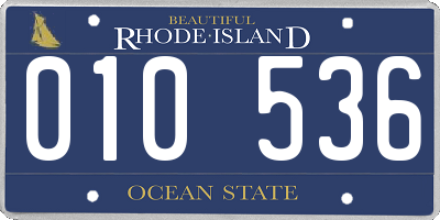 RI license plate 010536