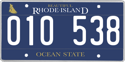 RI license plate 010538