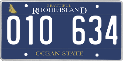 RI license plate 010634