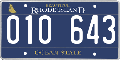 RI license plate 010643