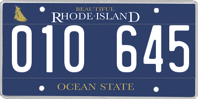 RI license plate 010645