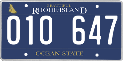 RI license plate 010647