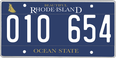 RI license plate 010654