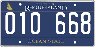 RI license plate 010668