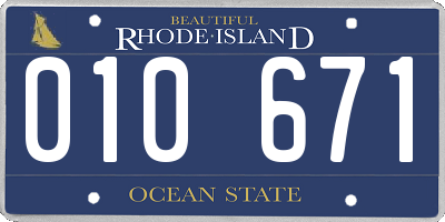 RI license plate 010671