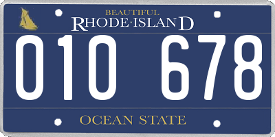 RI license plate 010678