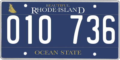 RI license plate 010736