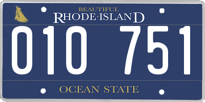 RI license plate 010751