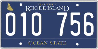 RI license plate 010756