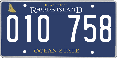 RI license plate 010758