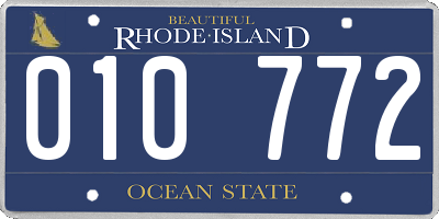 RI license plate 010772