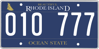 RI license plate 010777