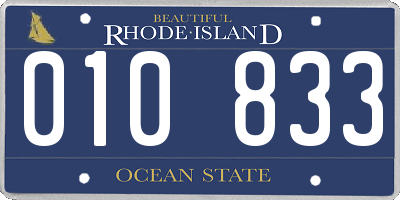 RI license plate 010833