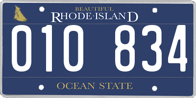 RI license plate 010834