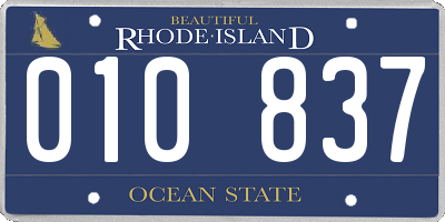 RI license plate 010837