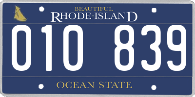 RI license plate 010839