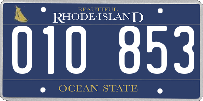 RI license plate 010853