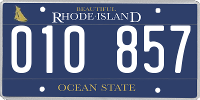 RI license plate 010857