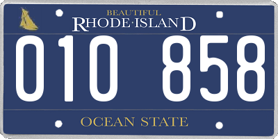 RI license plate 010858