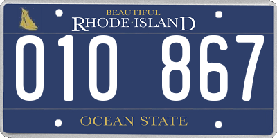 RI license plate 010867