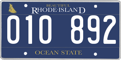 RI license plate 010892