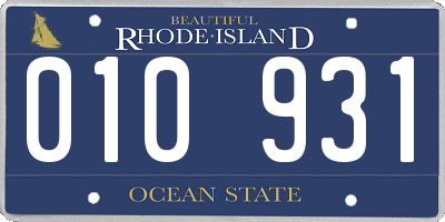 RI license plate 010931