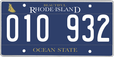 RI license plate 010932