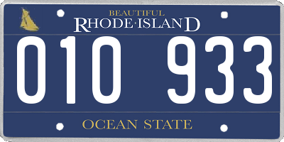 RI license plate 010933