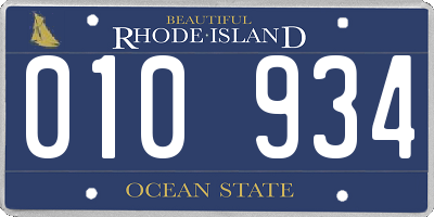 RI license plate 010934