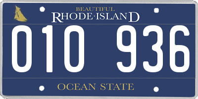 RI license plate 010936