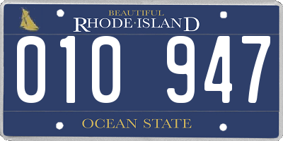 RI license plate 010947