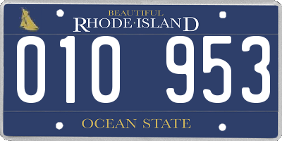 RI license plate 010953