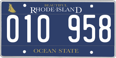 RI license plate 010958