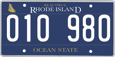 RI license plate 010980