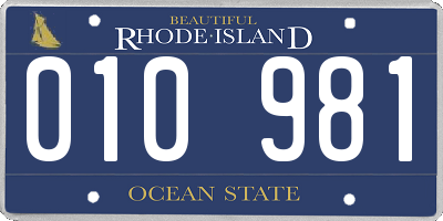 RI license plate 010981