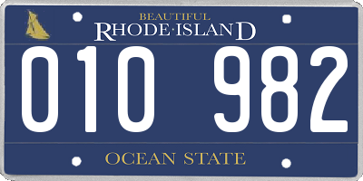 RI license plate 010982