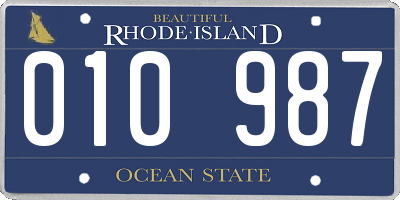 RI license plate 010987